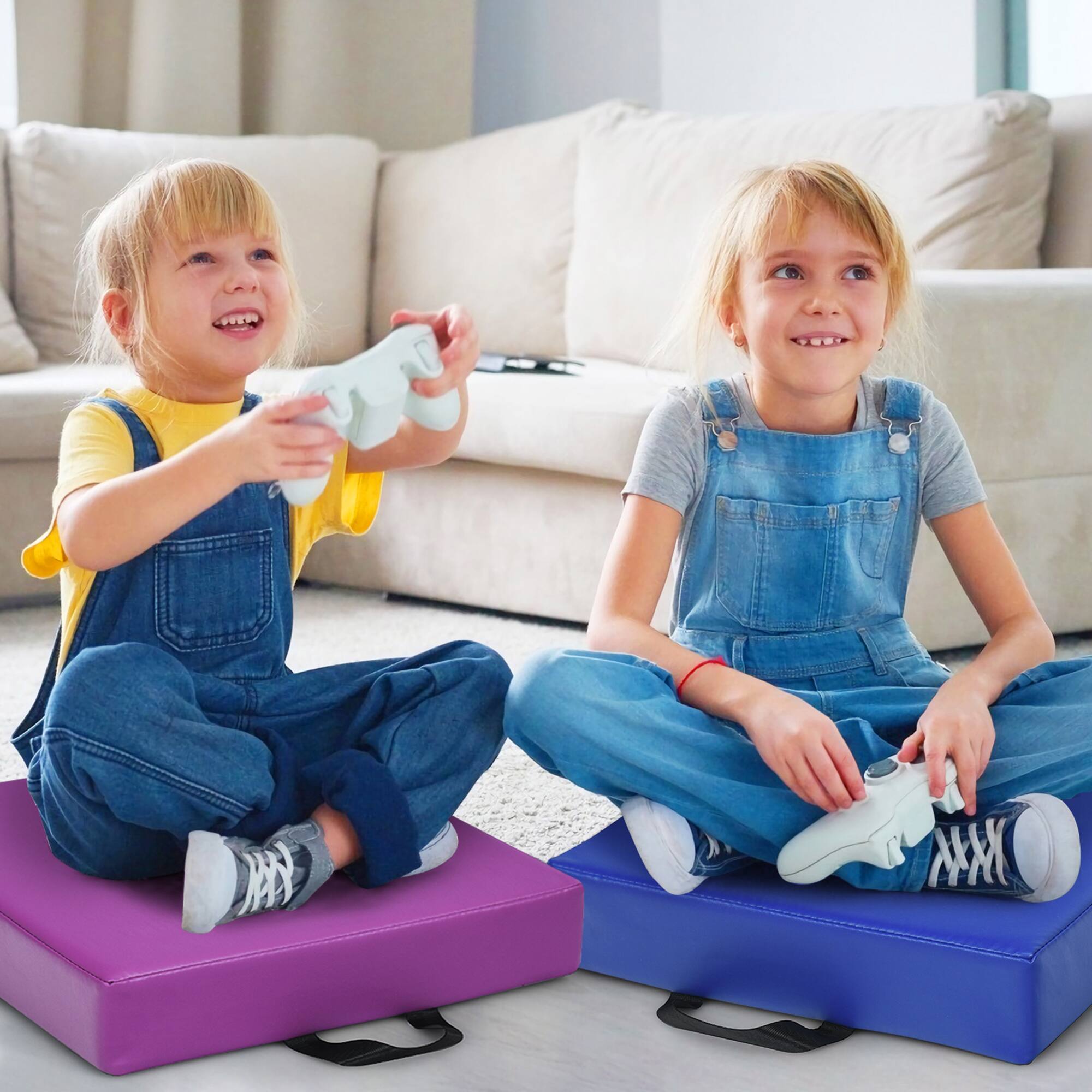 Alt View 3. Gymax - Gymax 6PCS Square Kids Floor Cushion Toddler Foam Seat Cushion Waterproof Colorful - Red.