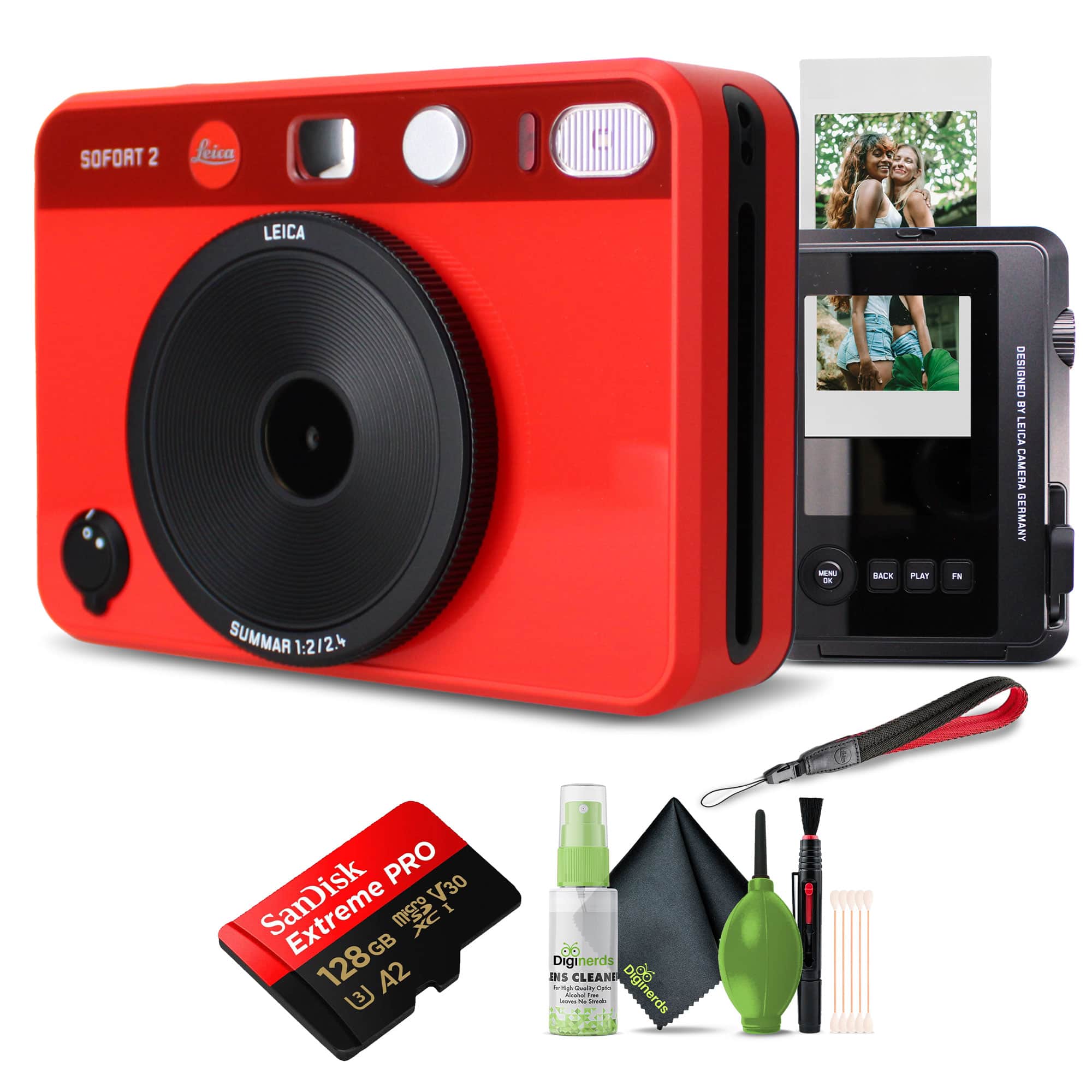 Leica - Sofort 2 Hybrid Instant Photo Film and Digital Camera Bundle - Red