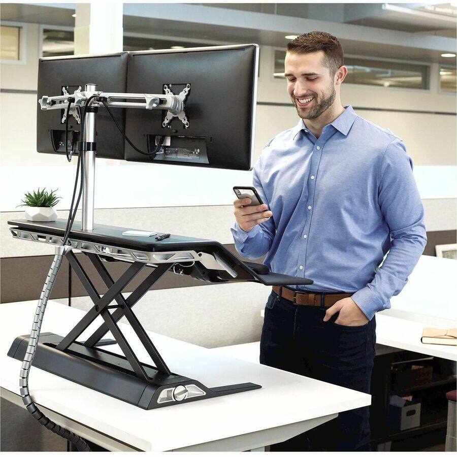 Alt View 1. Fellowes - Fellowes Lotus™ Dual Monitor Arm Kit - 2 Display(s) Supported - 27" Screen Support - 26 lb Load Capacity - 1 Each - Silver.