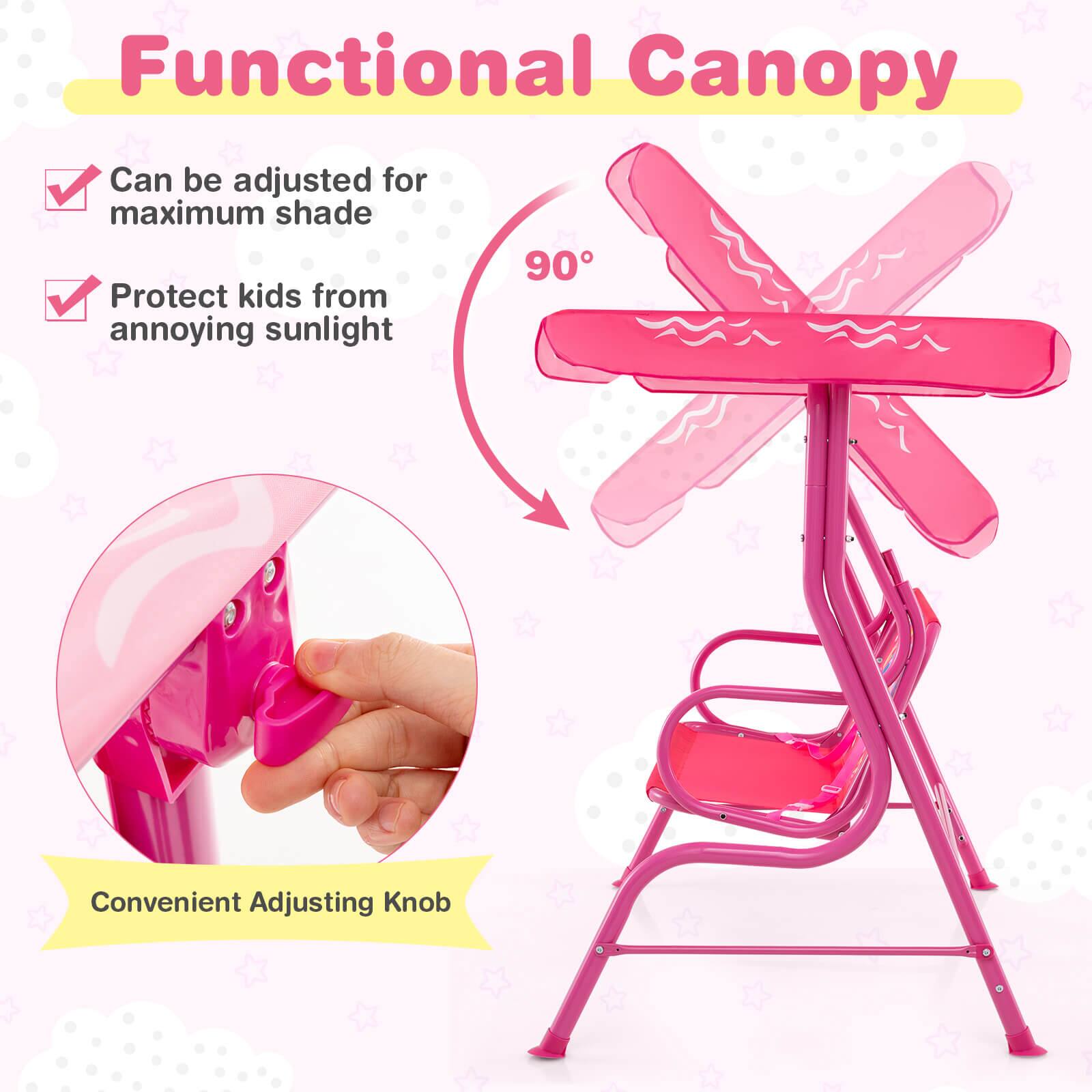 Functional Canopy

- Can be adjusted for maximum shade
- Protect kids from annoying sunlight

Convenient Adjusting Knob

90°