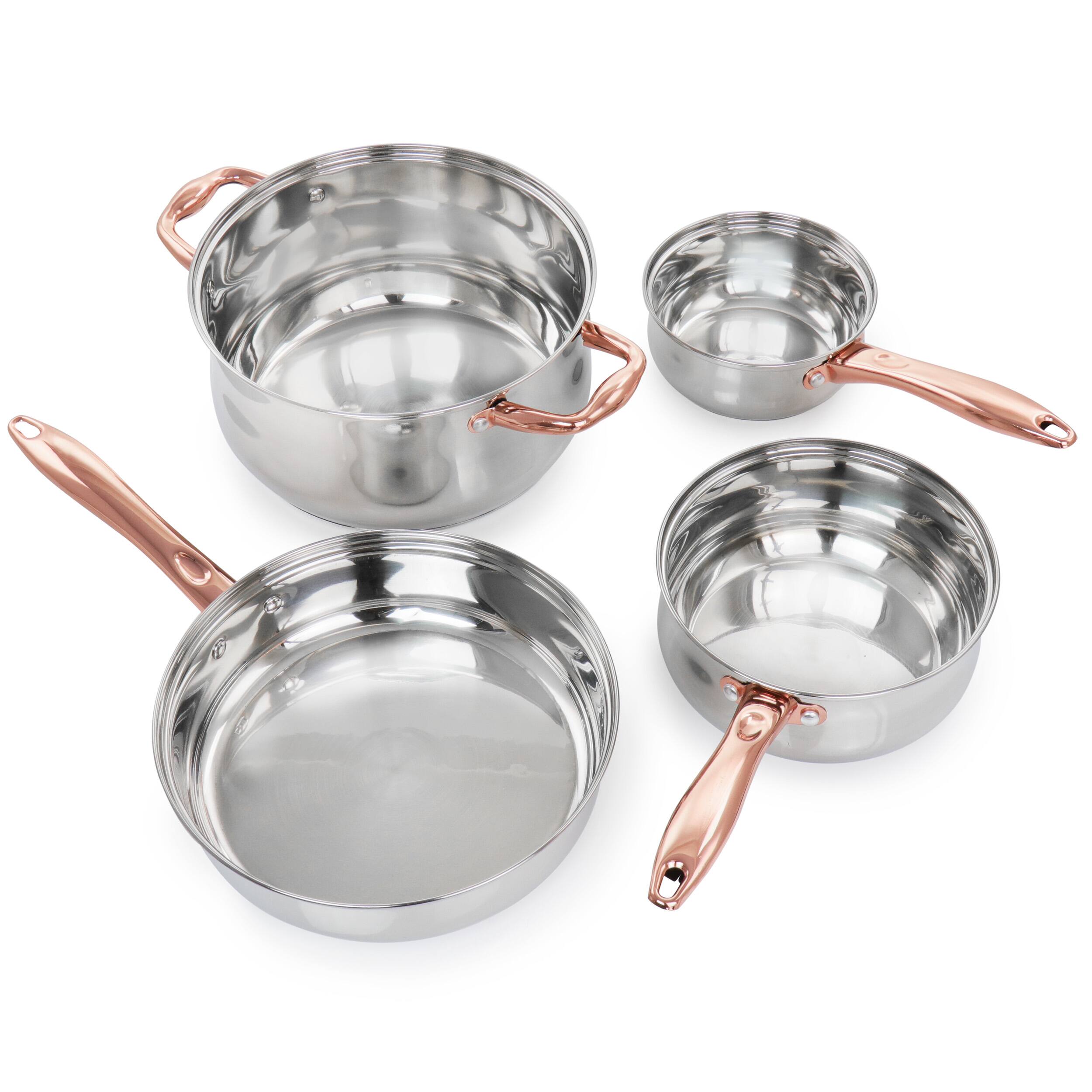 Alt View 2. Gibson - Gibson Home Bransonville 8 Piece Stainless Steel Cookware Set in Chrome and Bronze - Bronze.