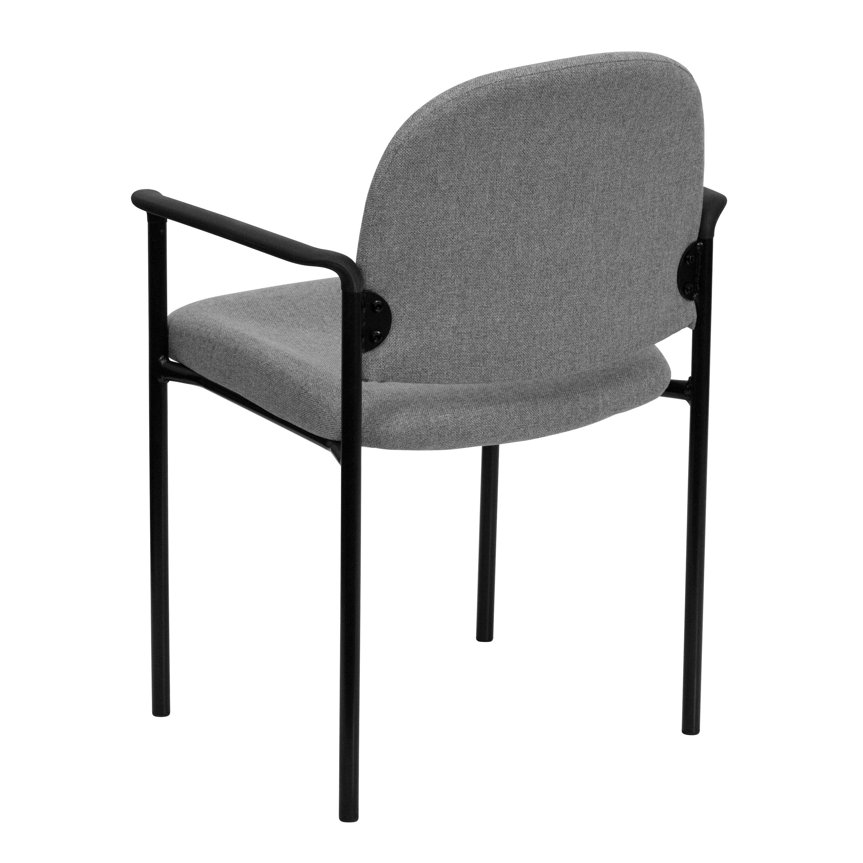 Alt View 5. Emma + Oliver - Comfort Stackable Steel Side Reception Chair with Arms - Gray Fabric.