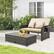 Alt View 1. Costway - Wicker Loveseat Sofa Set Patio Rattan Daybed with Ottoman & Retractable Side Tray - Brown + Mix Gray.