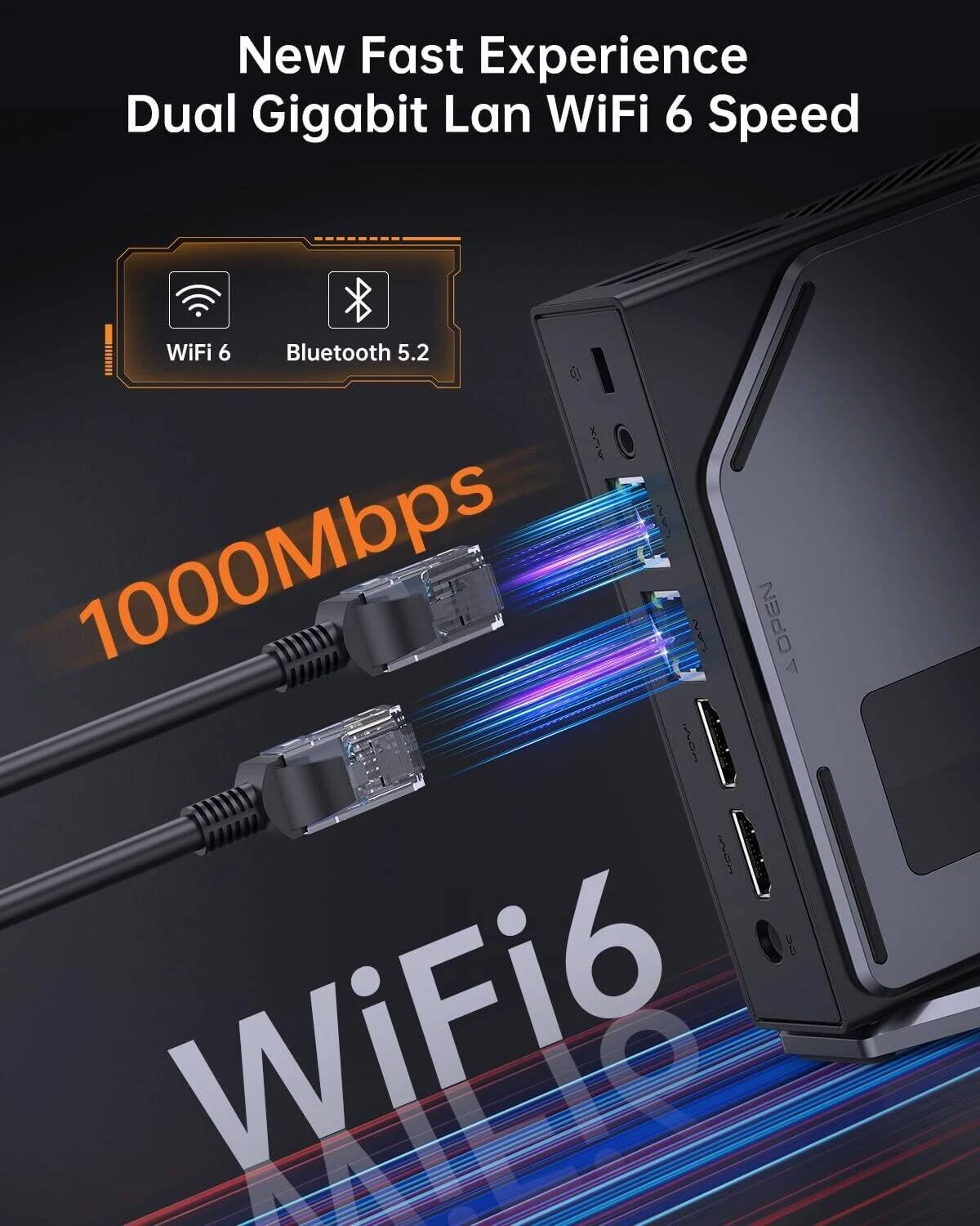 New Fast Experience Dual Gigabit Lan WiFi 6 Speed WiFi 6 Bluetooth 5.2 AUX 1000Mbps OPEN I U6 WiFi6
