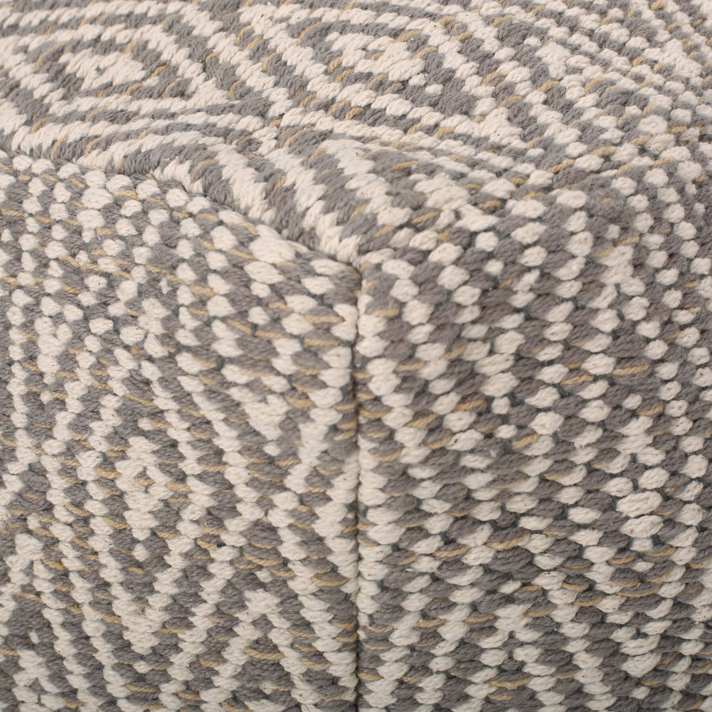 Left. Tiramisubest - Handcrafted Cotton Pouf in Beige and Yellow - Beige|yellow.