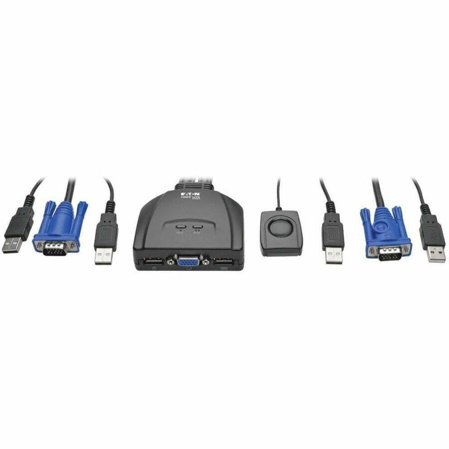 Alt View 6. Tripp Lite - 2-Port USB/VGA Cable KVM Switch with Cables and USB Peripheral Sharing - Black.