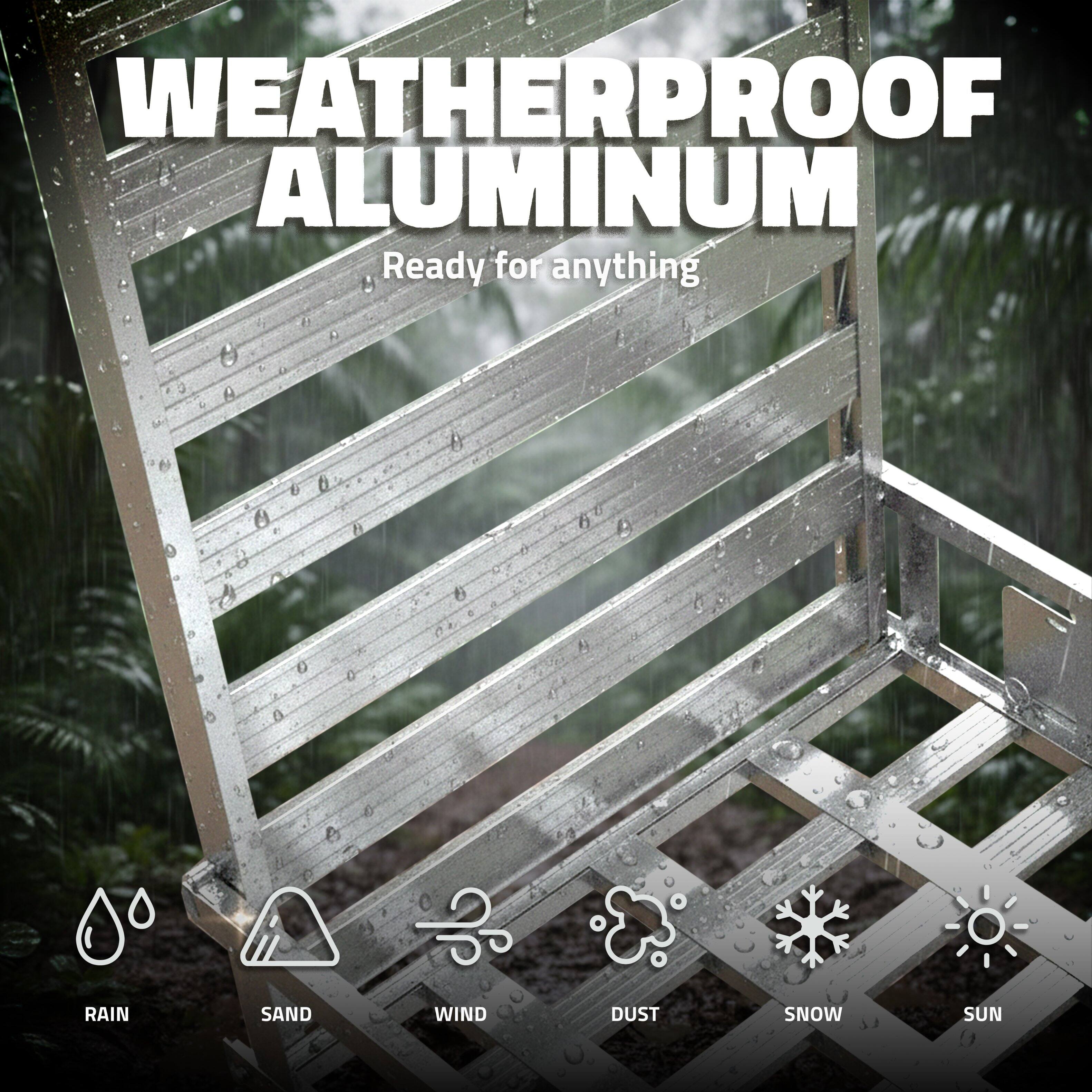WEATHERPROOF ALUMINUM  
Ready for anything  

RAIN  
SAND  
WIND  
DUST  
SNOW  
SUN