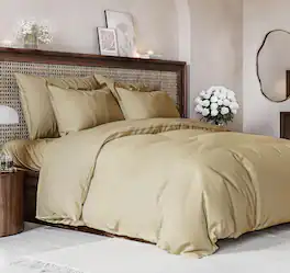 CGK Linens - Luxury Soft Premium Duvet Cover Set - Zipper Closure & Matching Pillow Shams - Queen - Beige