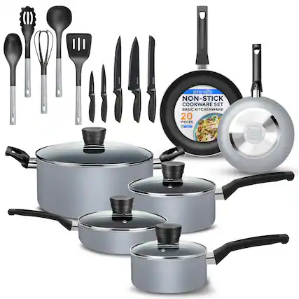 serenlife NON-STICK COOKWARE SET BASIC KITCHENWARE 20 PIECES