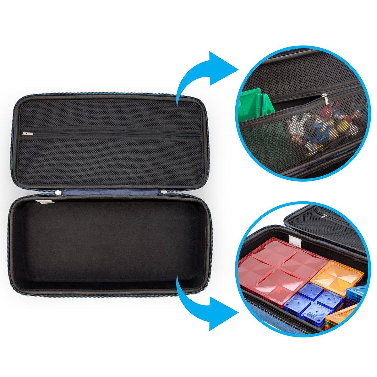 Alt View 4. PicassoTiles - PICASSO-TILES Magnetic Tiles Carrying Case for Kids, Construction STEM Building Blocks Educational Toy - Multicolor.