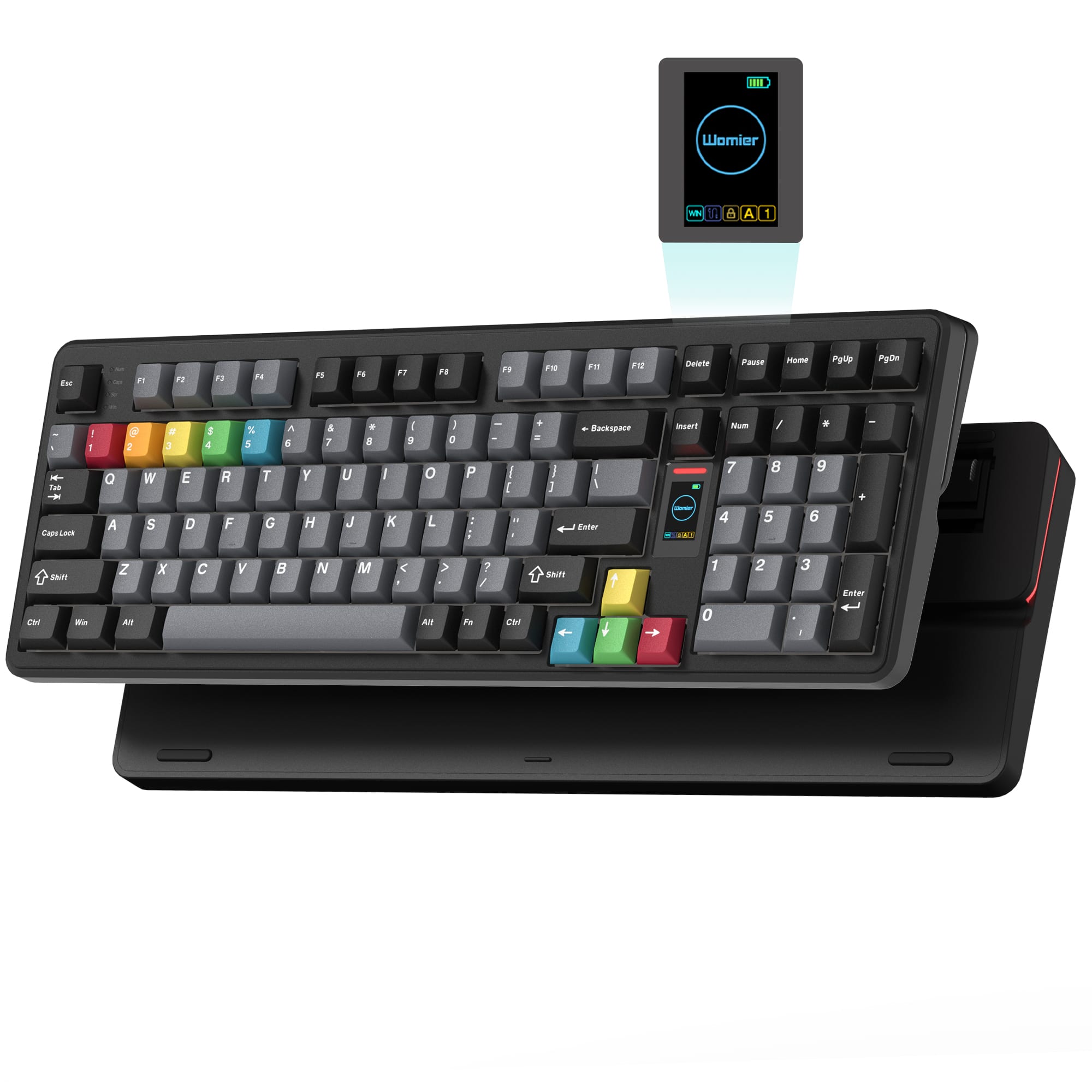 Womier - WK98 Wireless 98% Mechanical Keyboard, Pink Creamy Gaming Keyboard,3 Mode with Multimedia Screen for Win/Mac - Black
