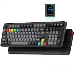 Womier - WK98 Wireless 98% Mechanical Keyboard, Pink Creamy Gaming Keyboard,3 Mode with Multimedia Screen for Win/Mac - Black