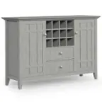 Front. Simpli Home - Bedford SOLID WOOD 54 inch Wide Transitional Sideboard Buffet and Wine Rack in Fog Grey - Fog Grey.