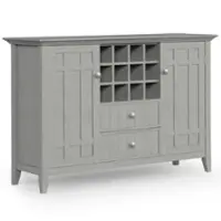 Simpli Home - Bedford SOLID WOOD 54 inch Wide Transitional Sideboard Buffet and Wine Rack in Fog Grey - Fog Grey - Front_Zoom