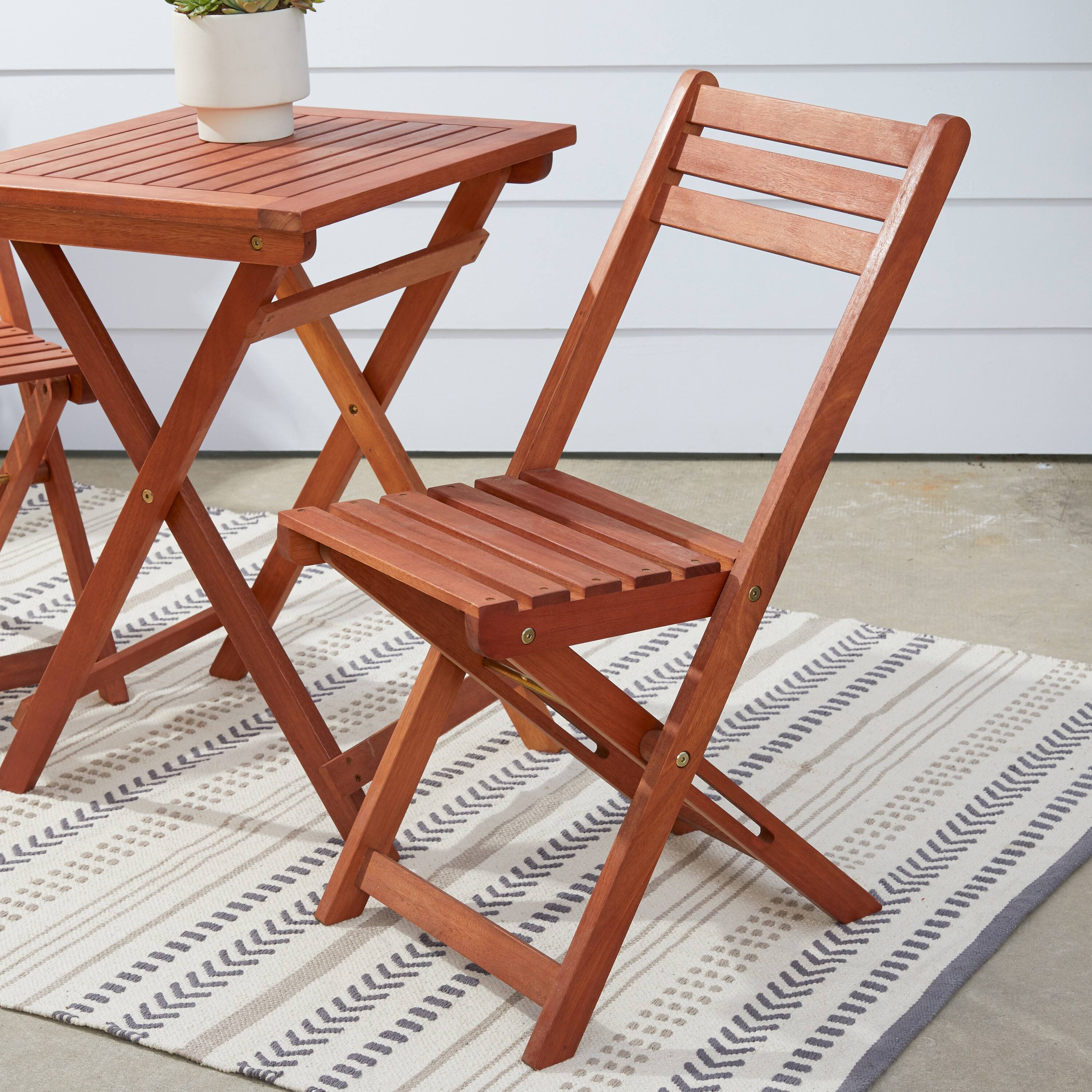 Alt View 1. APRILSOUL - Foldable Eucalyptus Hardwood Bistro Set Reddish Brown Oil Finish No Assembly - Natural Wood.