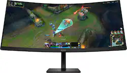 HP OMEN - 34" VA Curved WQHD 180Hz AMD FreeSync Premium Gaming Monitor with Adjustable Height (DisplayPort, HDMI) - Black - Front_Zoom