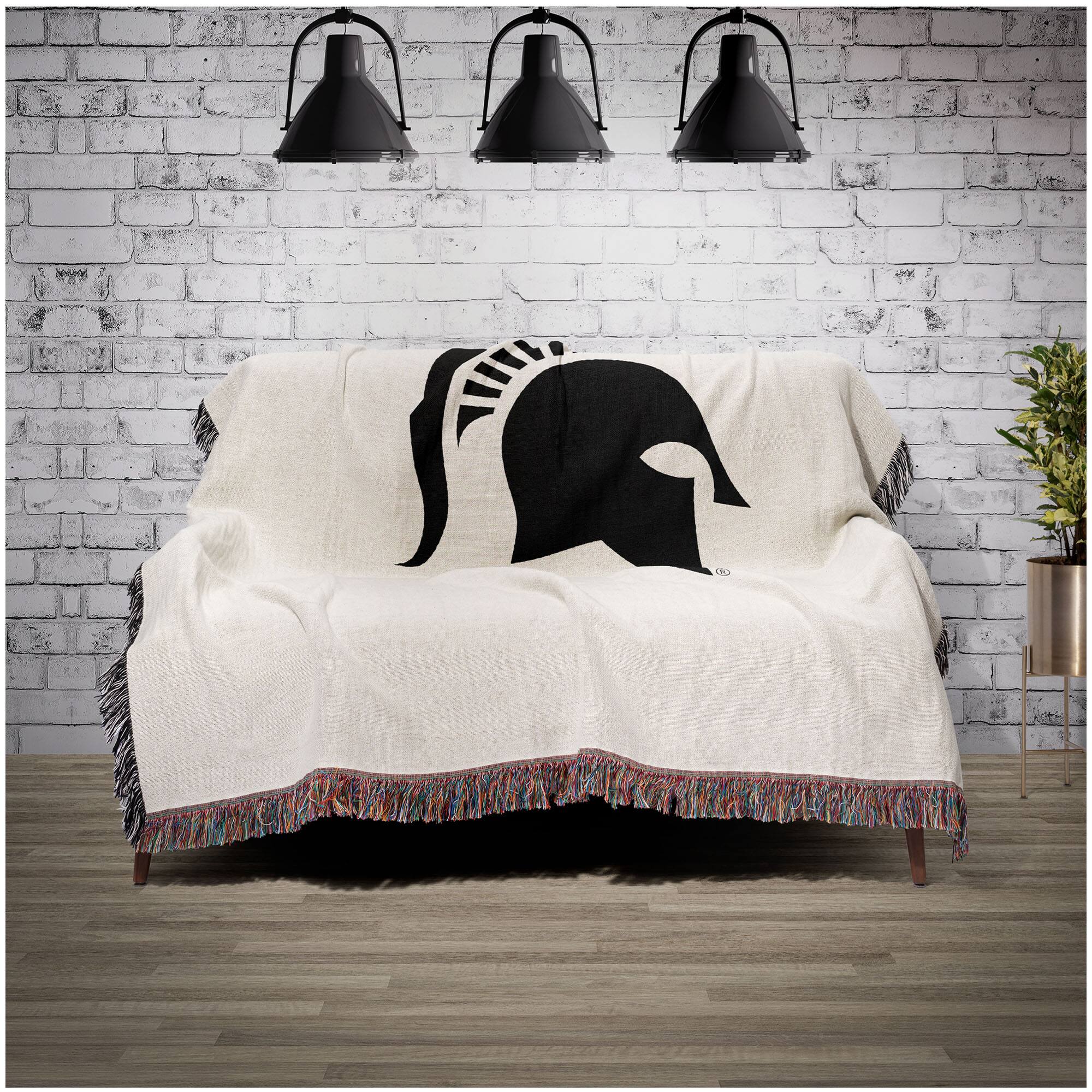 Alt View 1. Chad & Jake - Michigan State Spartans Woven Blanket - White.