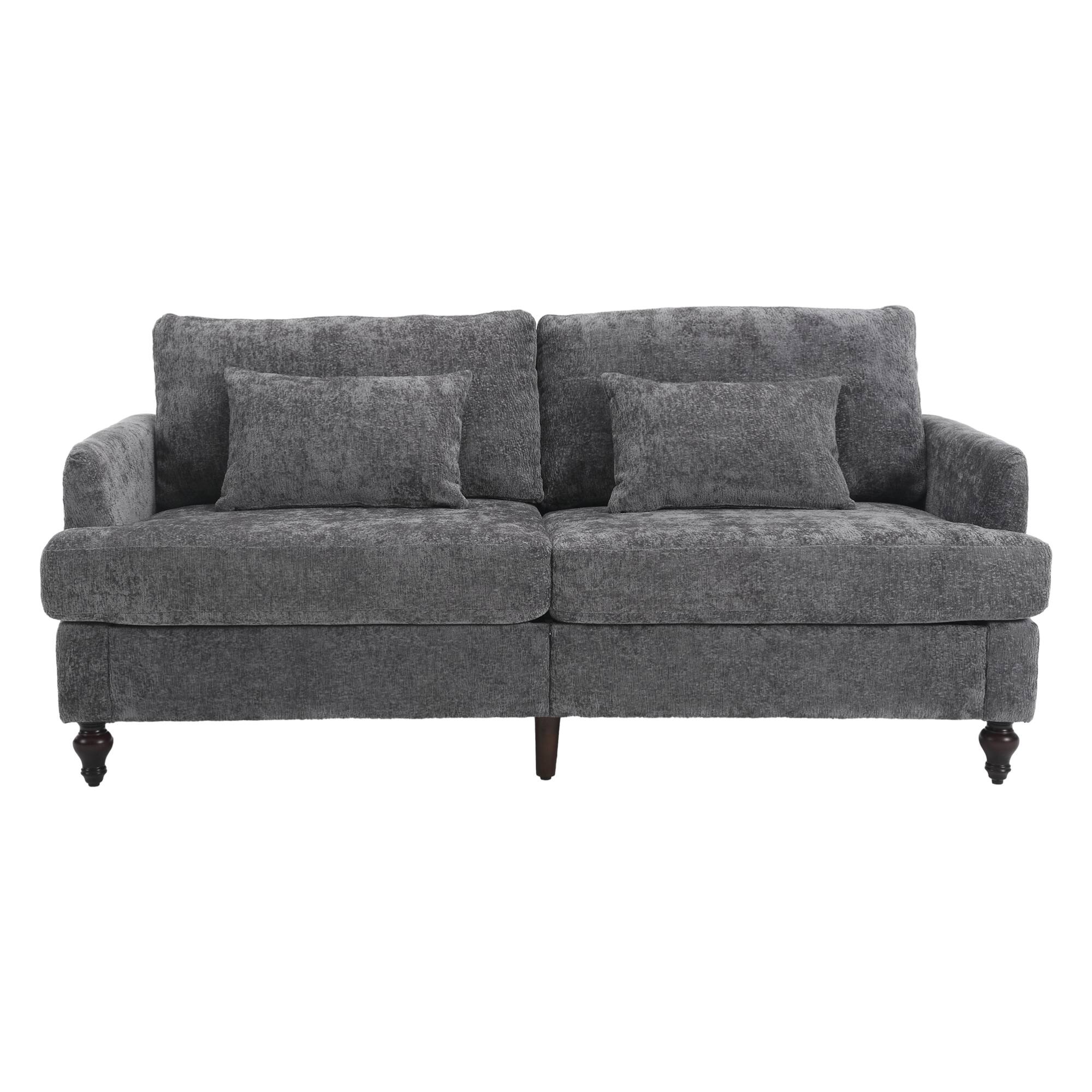 Alt View 8. GOODSILO - Modern Upholstered Loveseat Sofa with Chenille Fabric and Solid Wood Frame for Living Room and Bedroom - Gray.