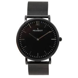 Peugeot - Men's Ultra Slim 40mm Watch with PVD Plated Mesh Band - Black