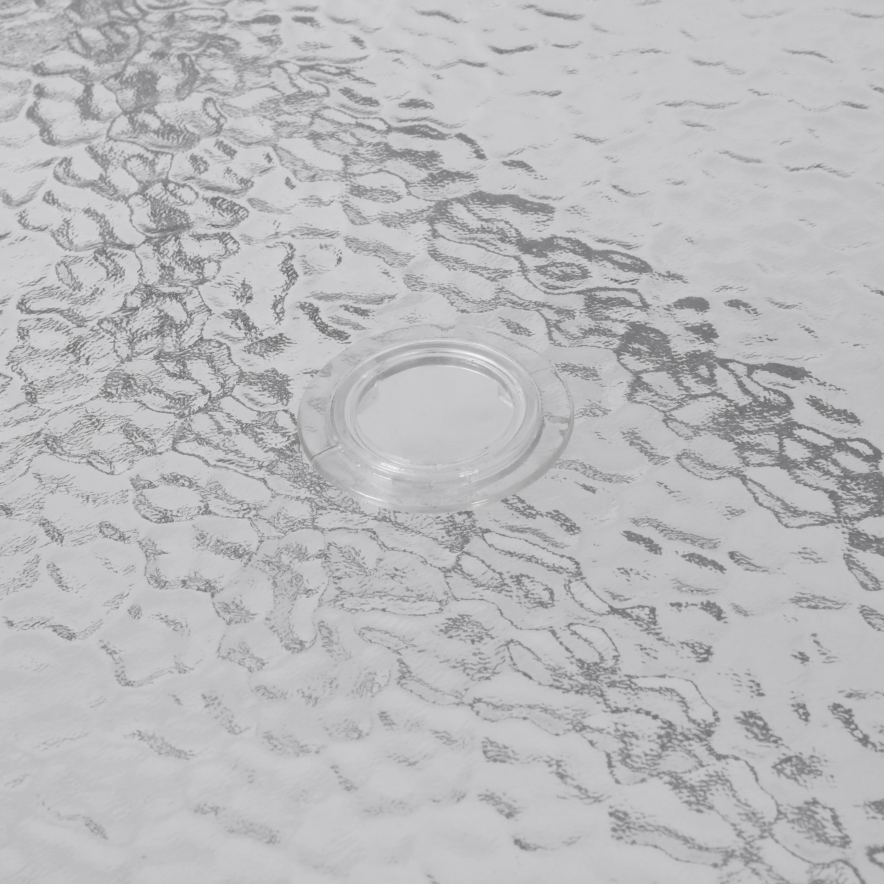 Alt View 7. Emma + Oliver - Tala Patio Table with Tempered Glass Top with Umbrella Hole and Steel Frame - Clear Top/Silver Frame.