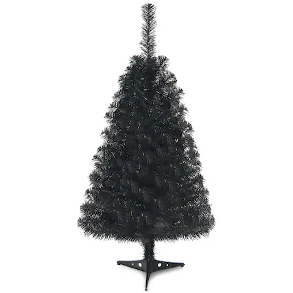 Front. Costway - 3ft Unlit Artificial Christmas Halloween Mini Tree w/Plastic Stand - Black.