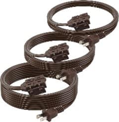 BN-LINK - Indoor Extension Cord 6/9/12 ft, 2-Prong, 3-Outlet Polarized Flat Cable, 13A/1625W, 3-Pack, for Home & Office - Brown