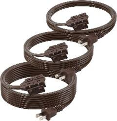 BN-LINK - Indoor Extension Cord 6/9/12 ft, 2-Prong, 3-Outlet Polarized Flat Cable, 13A/1625W, 3-Pack, for Home & Office - Brown