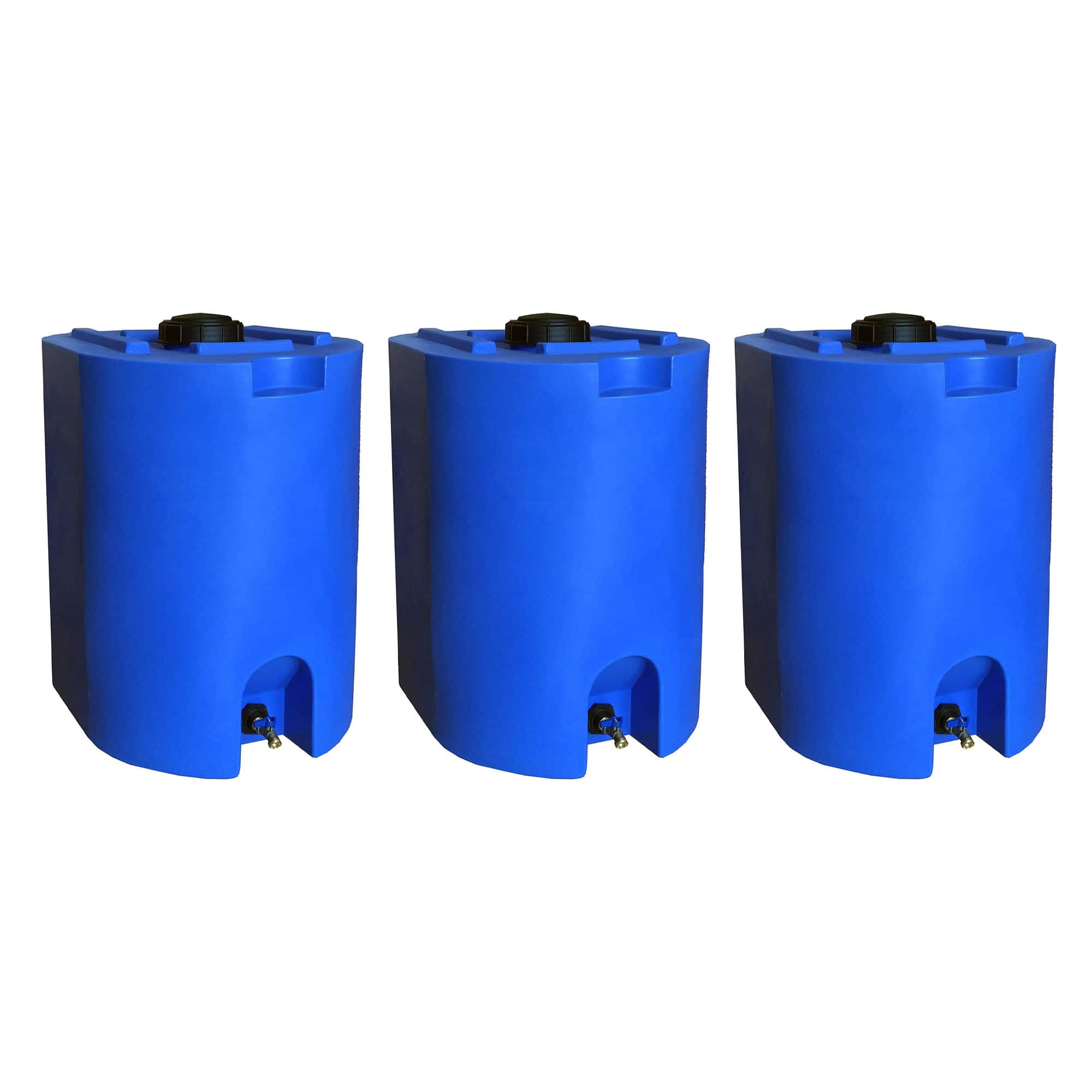 WaterPrepared - 55 Gal Stackable Design Utility Water Tank with Large Cap (3 Pack) - Blue