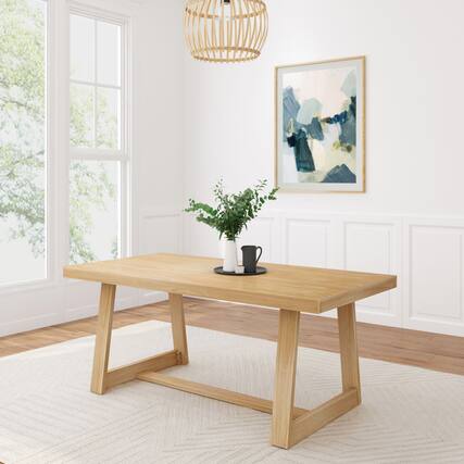 Front. Plank+Beam - Classic Rectangular Dining Room Table (72in / 1830mm), Blonde Wirebrush - Blonde Wirebrush.