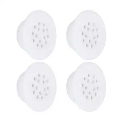 Front. Unique Bargains - 4pcs Bathroom Sink Overflow Ring, Round Caps Sink Hole Cover, Silicone ABS Drain Cap w/ Odor Proof Valve for Bathroom - White.