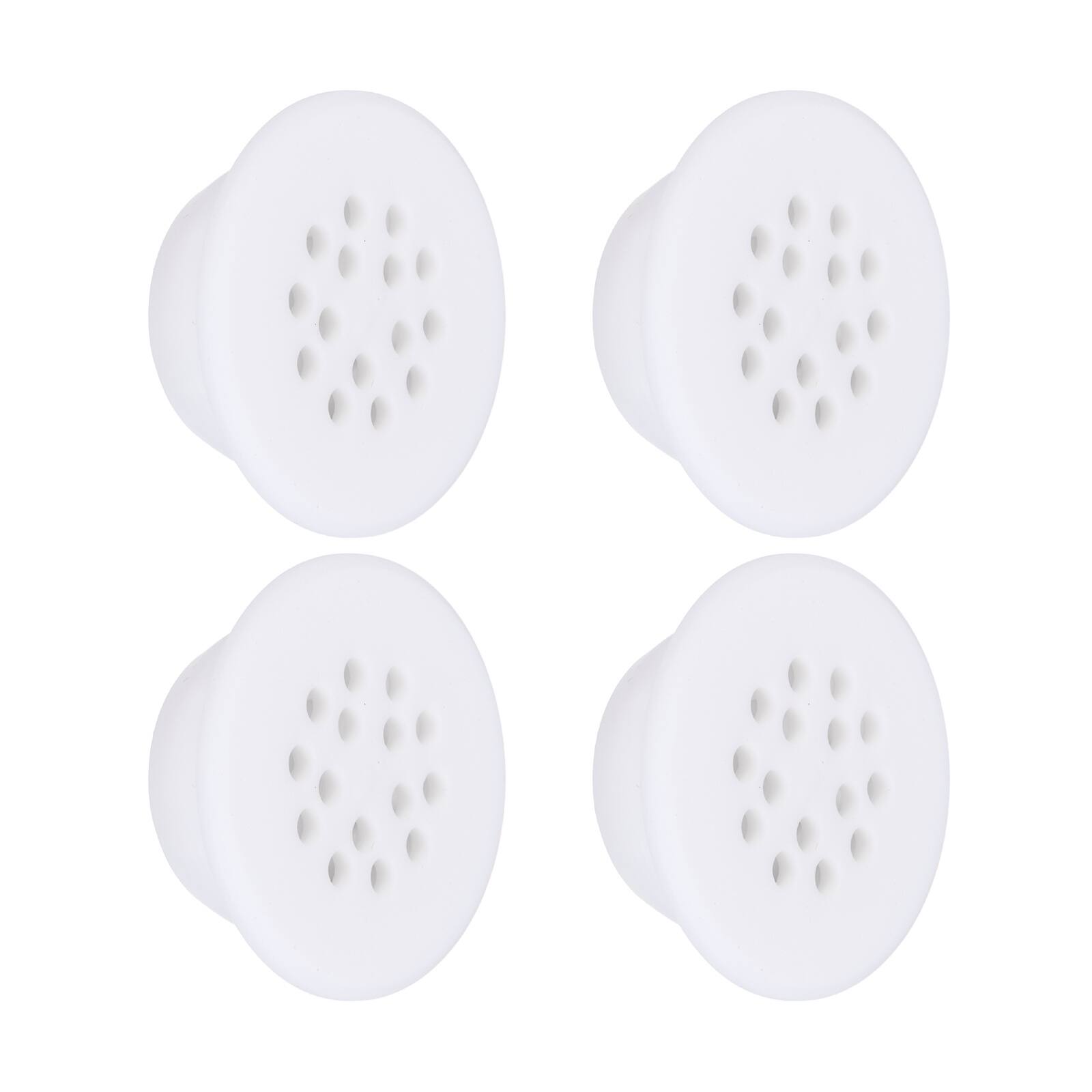 Front. Unique Bargains - 4pcs Bathroom Sink Overflow Ring, Round Caps Sink Hole Cover, Silicone ABS Drain Cap w/ Odor Proof Valve for Bathroom - White.