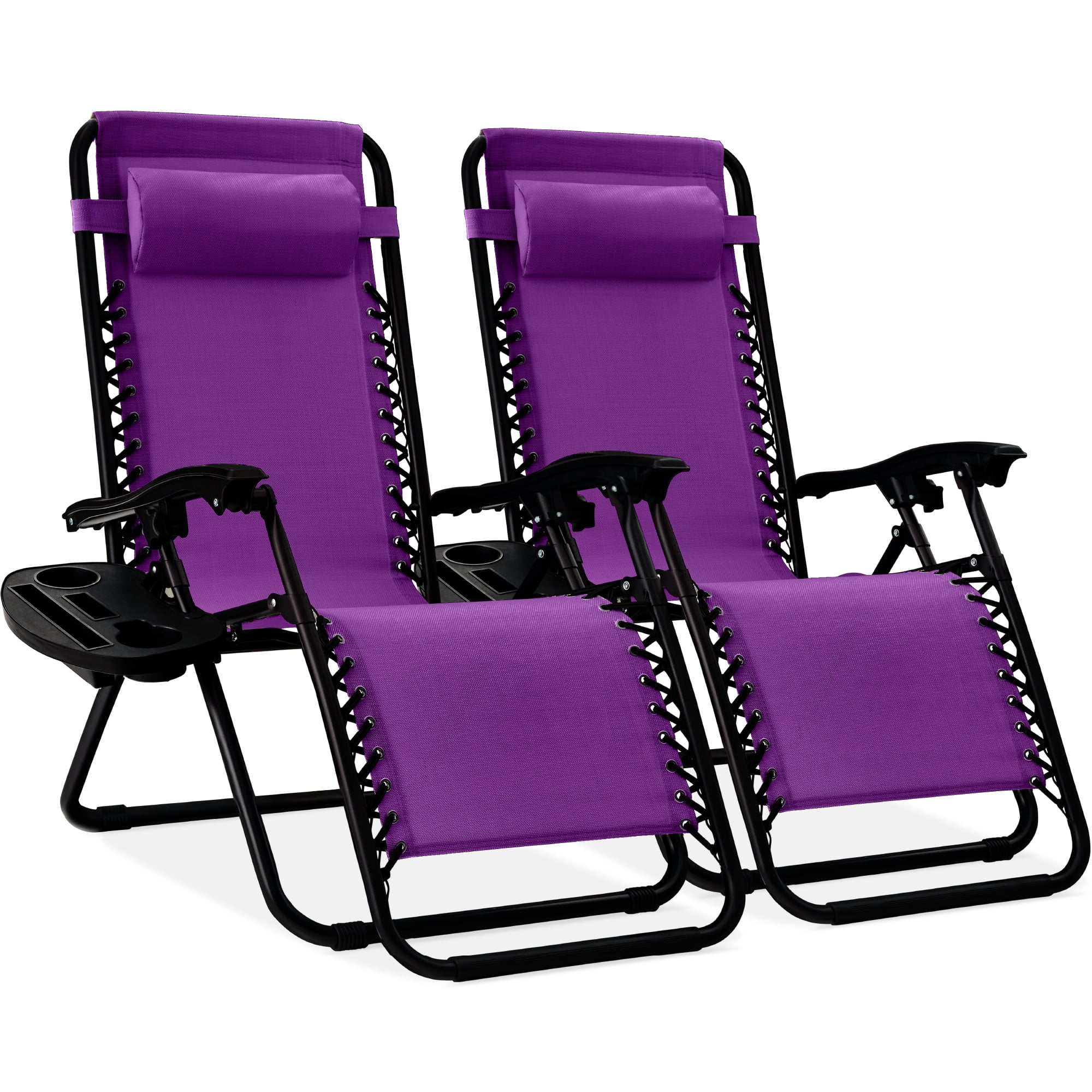 Front. Best Choice Products - Best Choice Products Set of 2 Zero Gravity Lounge Chair Recliners for Patio, Pool w/ Cup Holder Tray - Amethyst Purple - Amethyst Purple.