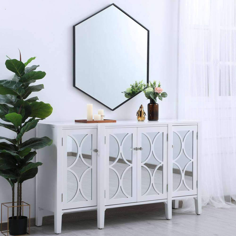 Alt View 9. Elegant Decor - Metal frame hexagon mirror 38 inch in Black - Black.