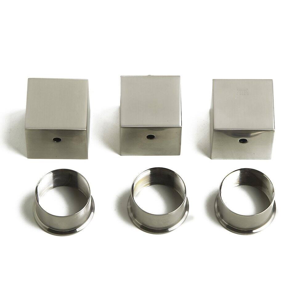 Angle. Alfi - Brushed Nickel Concealed 4-Way Thermostatic Valve Shower Mixer /W Square Knobs - Silver.