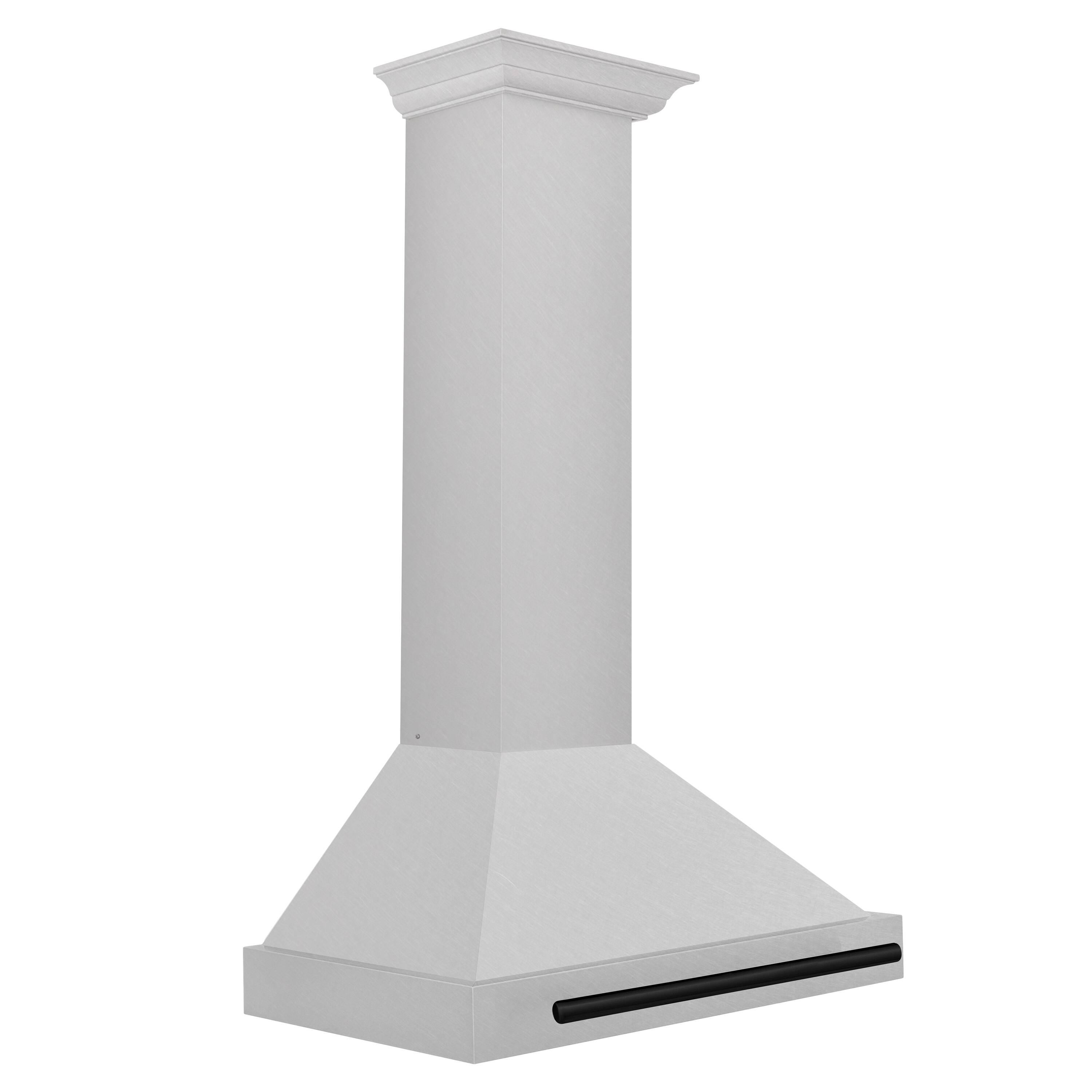 Back. ZLINE - ZLINE Autograph Edition 30 in. Convertible Satin Stainless Steel Wall Mount Range Hood with Matte Black Handle - Stainless steel.