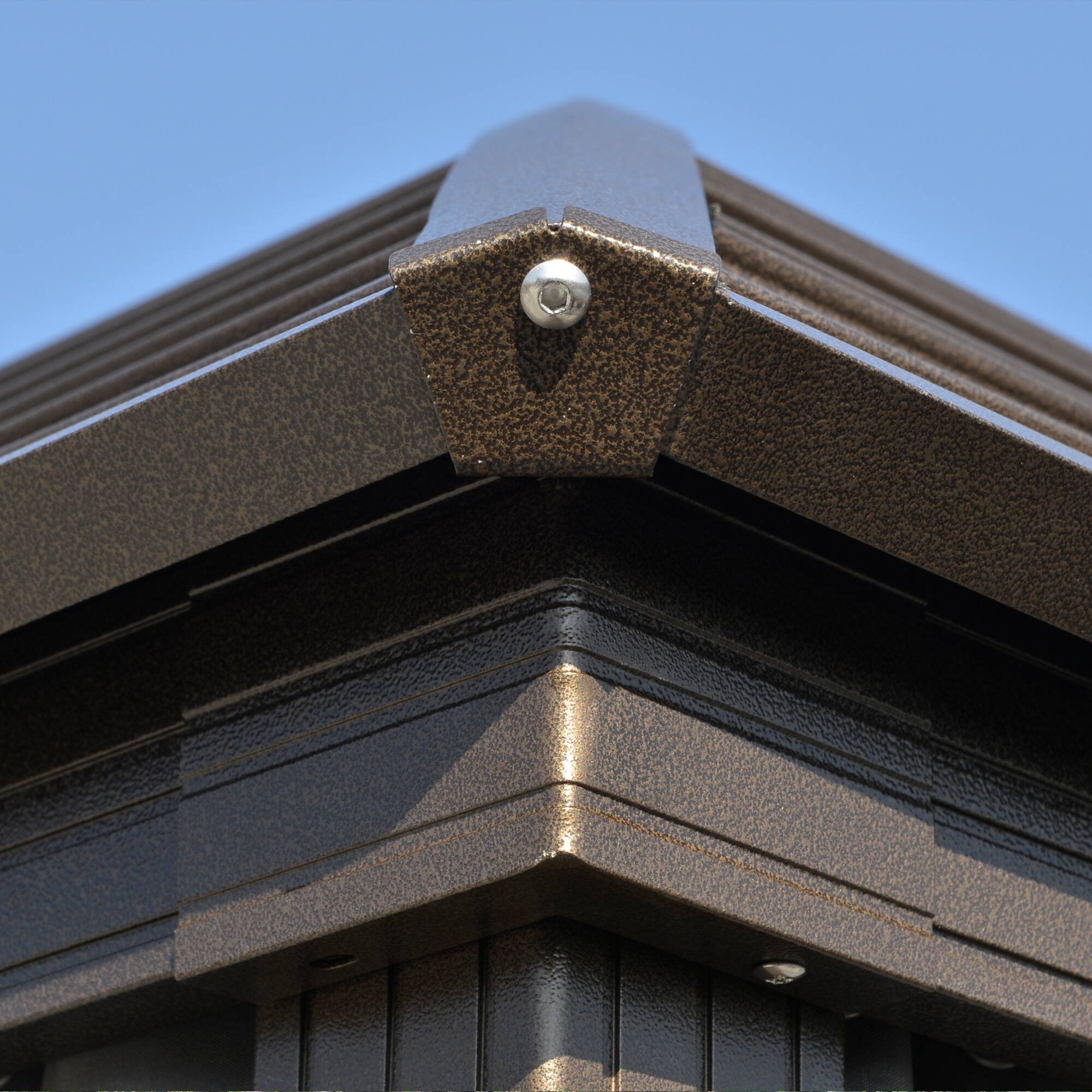 Alt View 8. Outsunny - 10' x 13' Hardtop Gazebo Canopy with Galvanized Steel Roof, Aluminum Outdoor Pavilion Gazebo with Top Hook, Netting - Dark Gray.