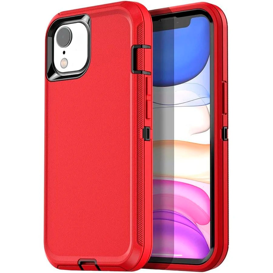 Entronix - Case Compatible with iPhone XR - Triple-Layer Heavy Duty Protection - Red