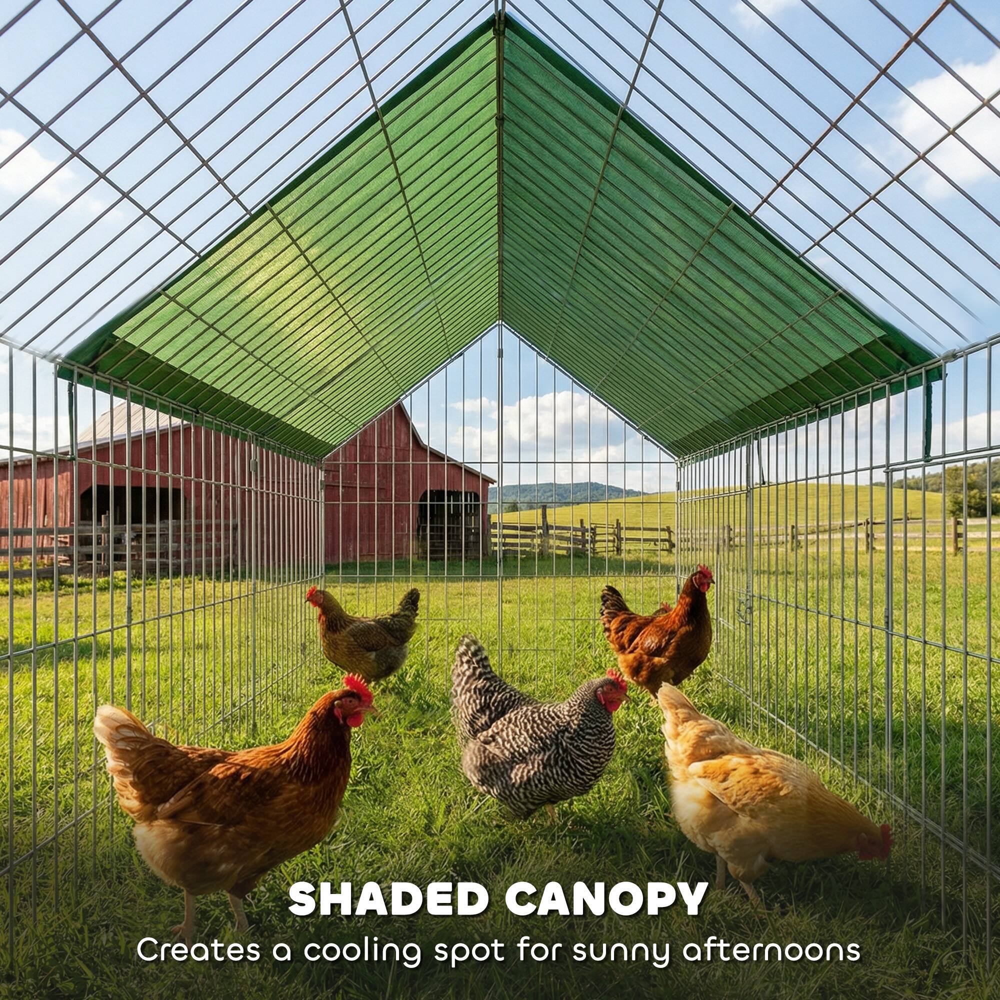 SHADED CANOPY  
Creates a cooling spot for sunny afternoons