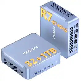 GEEKOM - AX8 Max Mini PC, AMD Ryzen 7 8745HS, Radeon 780M, 32GB DDR5 RAM& 1TB NVMe x4 Gen 4 SSD, Win 11 Pro Pre-installed - Purple