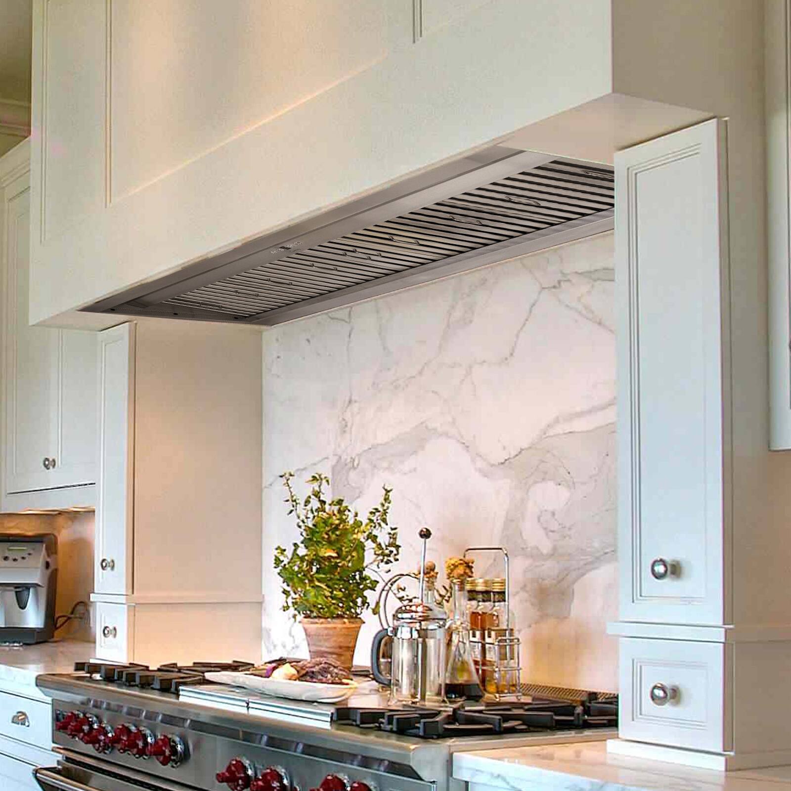 Alt View 5. Akicon - Akicon 60 inch Ducted 1200-CFM  Range Hood Insert with 4-Speed Fan, 4 Led Lights and Baffle Filter - Stainless steel.