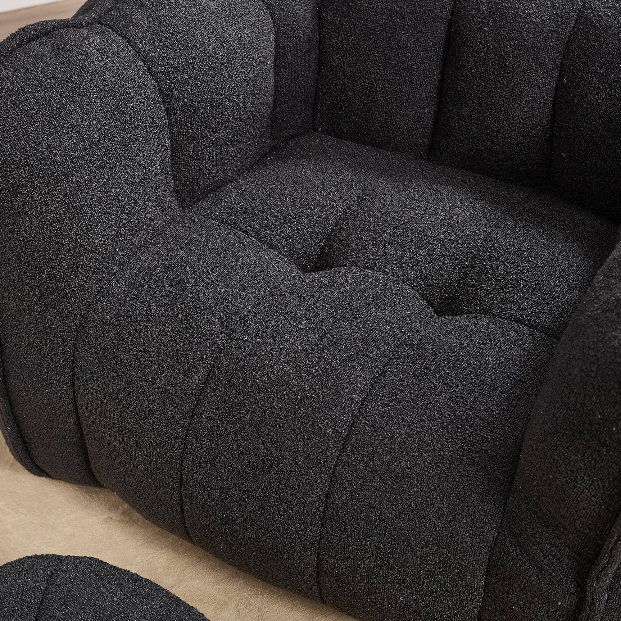 Alt View 6. GOODSILO - Premium Square Bean Bag Sofa with Footstool for Ultimate Relaxation in Living Room and Bedroom - Black.