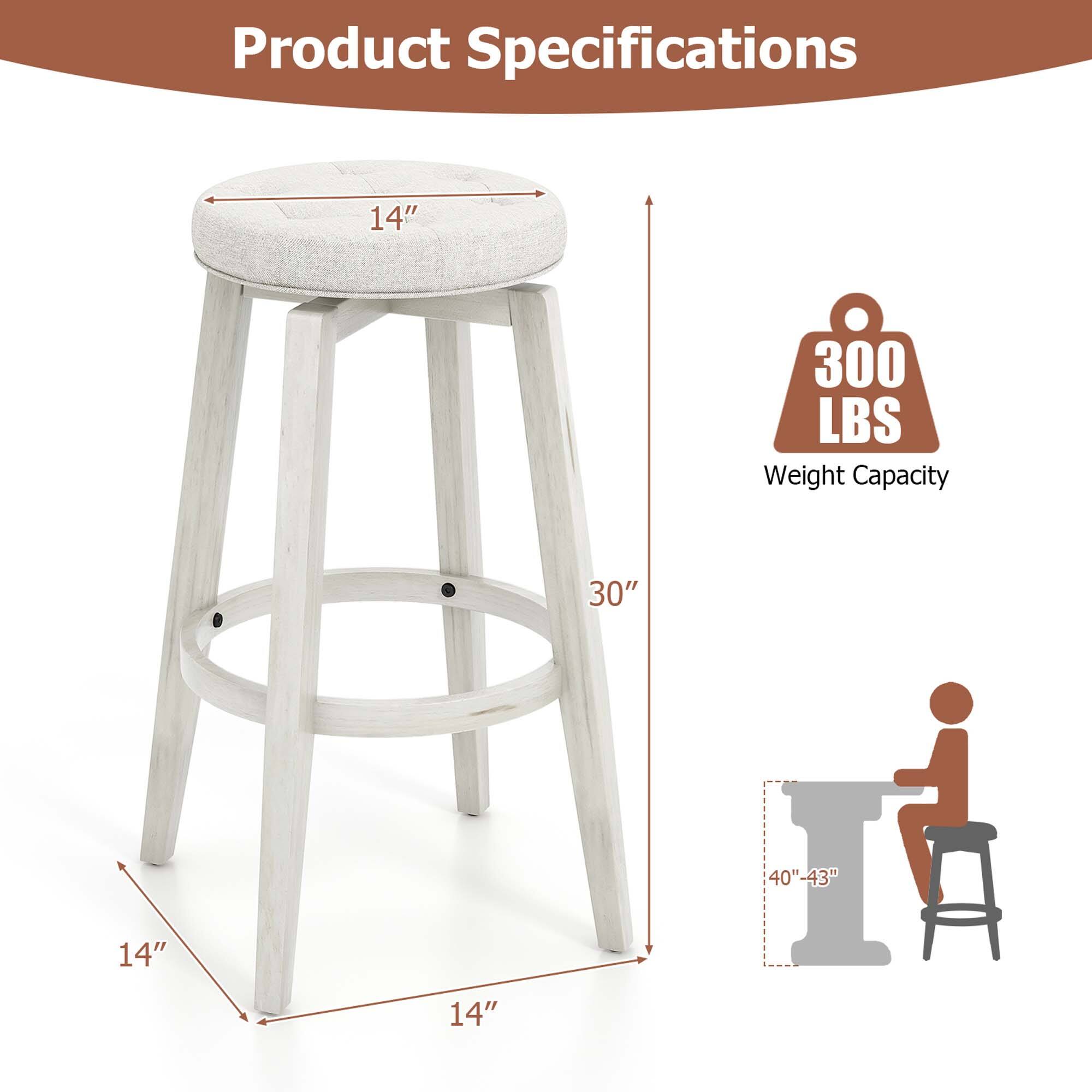 Product Specifications:

* Weight Capacity: 300 lbs
* 14" stool height
* 30" stool height
* 40"-43" stool height
* 14" stool height