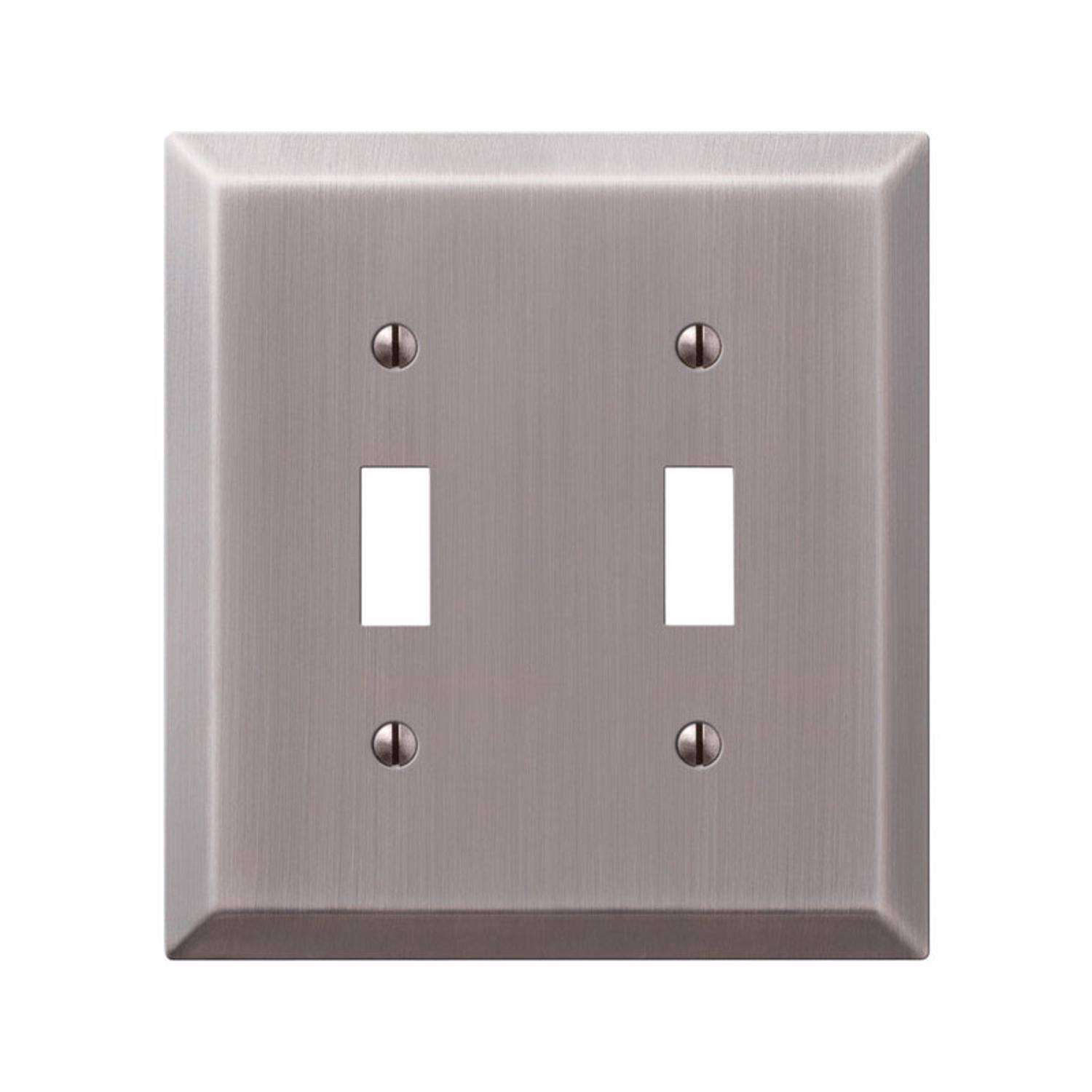 Angle. AMERELLE - Amerelle Century Antique Nickel 2 gang Stamped Steel Toggle Wall Plate 1 pk - Nickel.