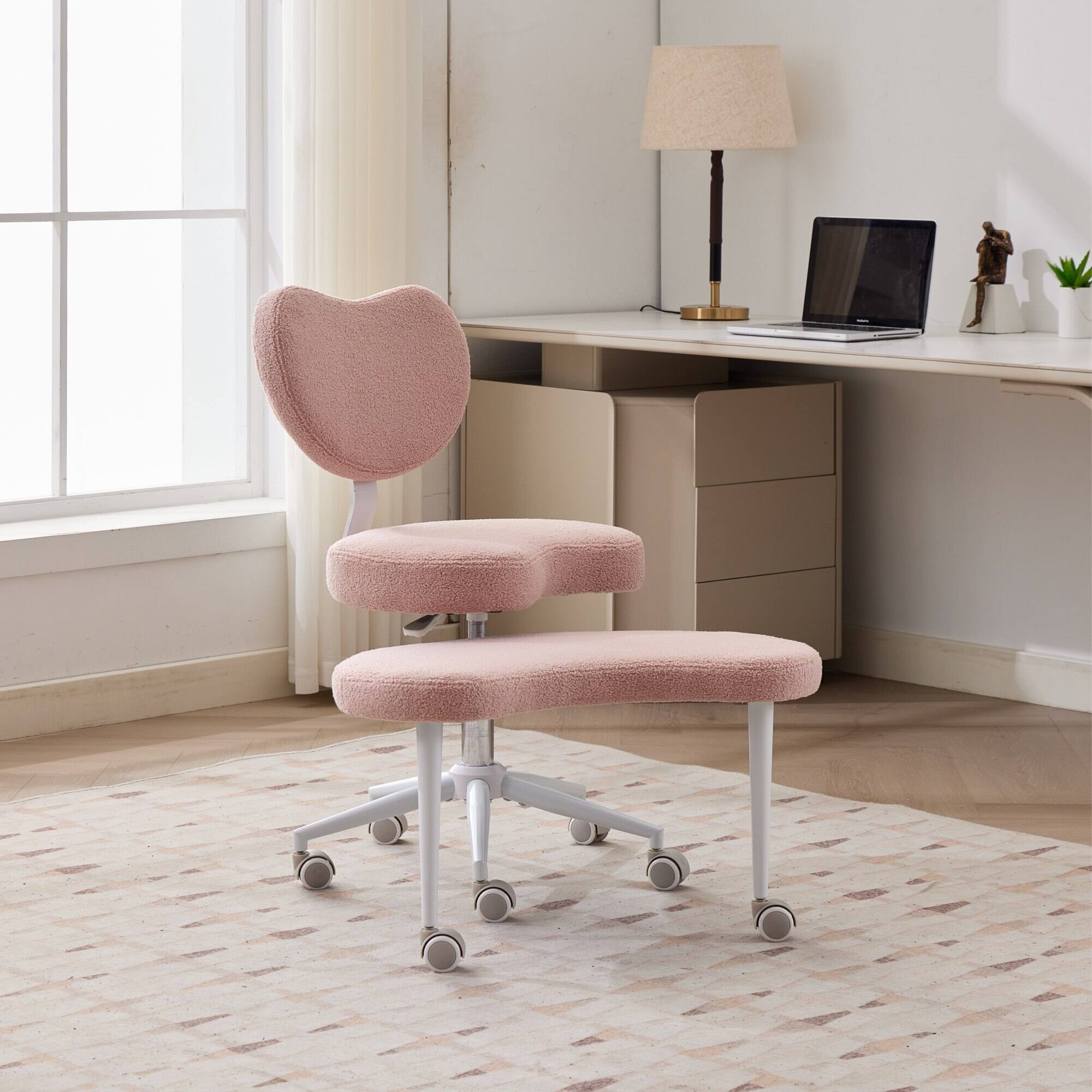 Alt View 1. Forest'nSky - Adjustable Cross-Legged Meditation Chair with Wheels & Lumbar Support,Pink - Pink.