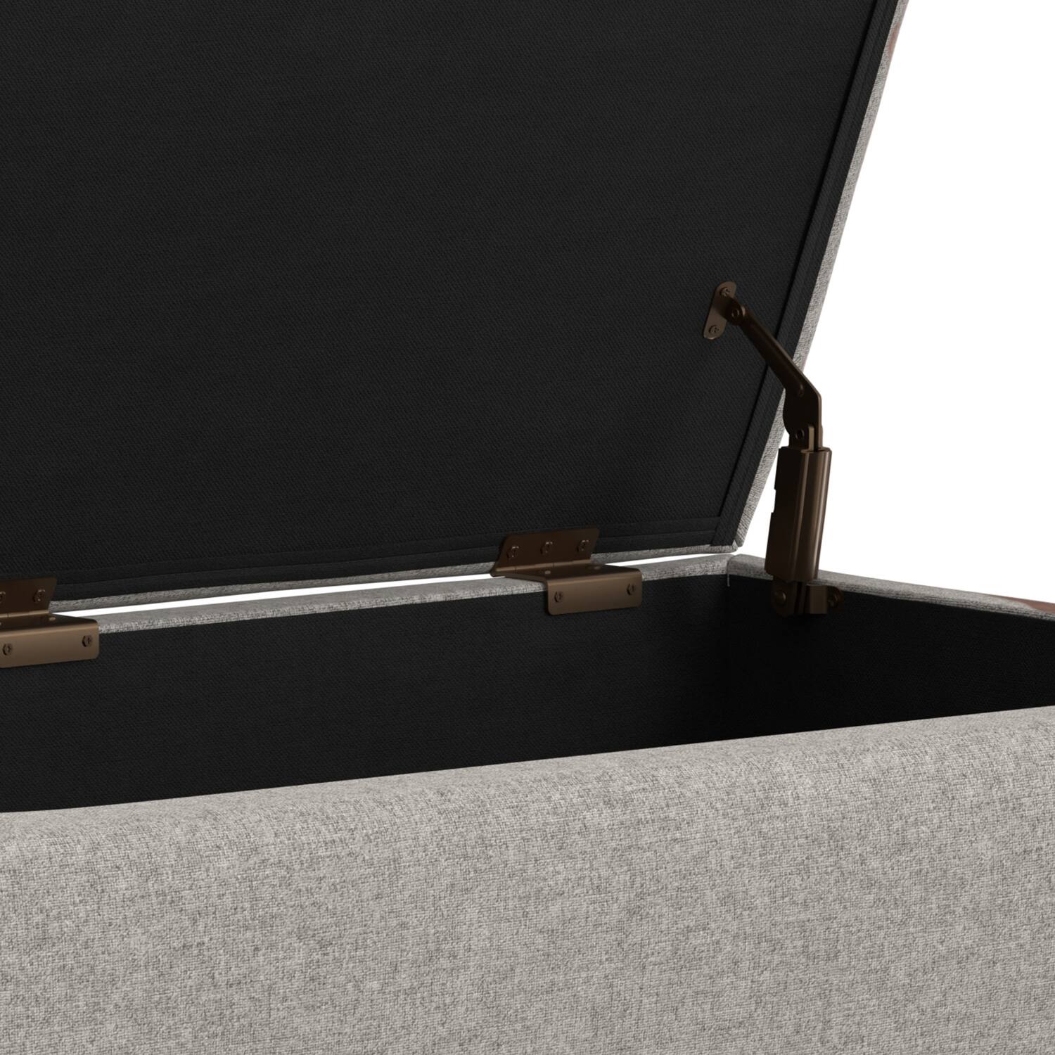 Alt View 4. Simpli Home - Rebecca 36 inch Wide Rectangular Coffee Table Storage Ottoman with Lift Up Lid in Cloud Grey Polyester Linen-Look - Cloud Grey.