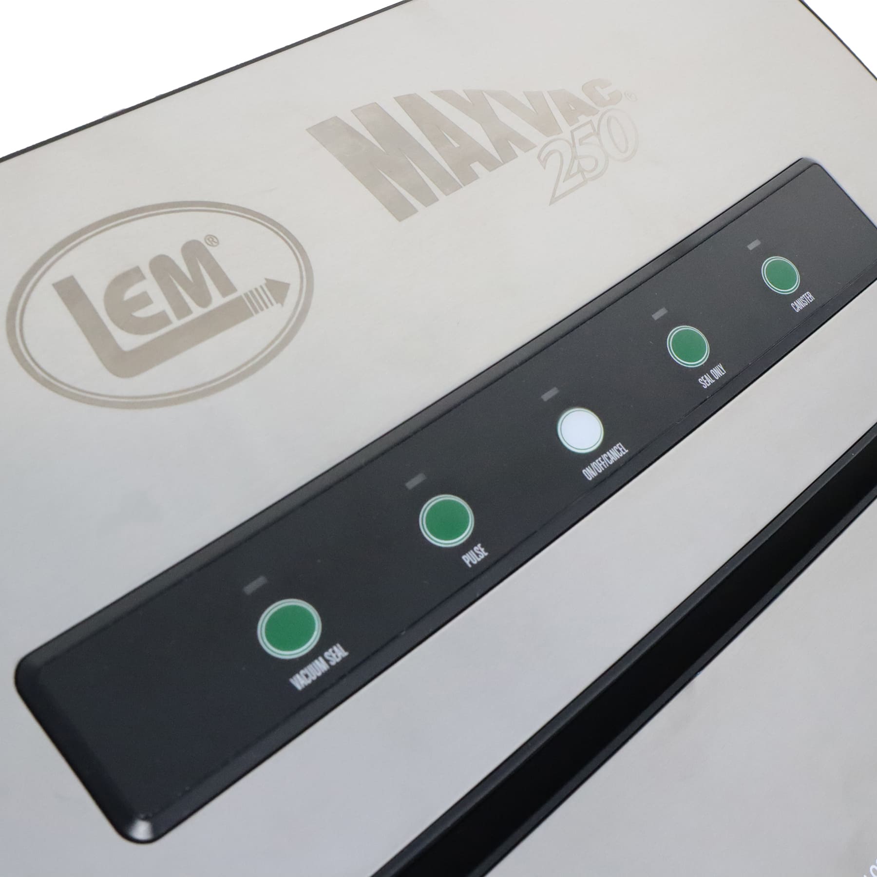 Left. LEM Product - MaxVac 250 Vacuum Sealer - Stainless.