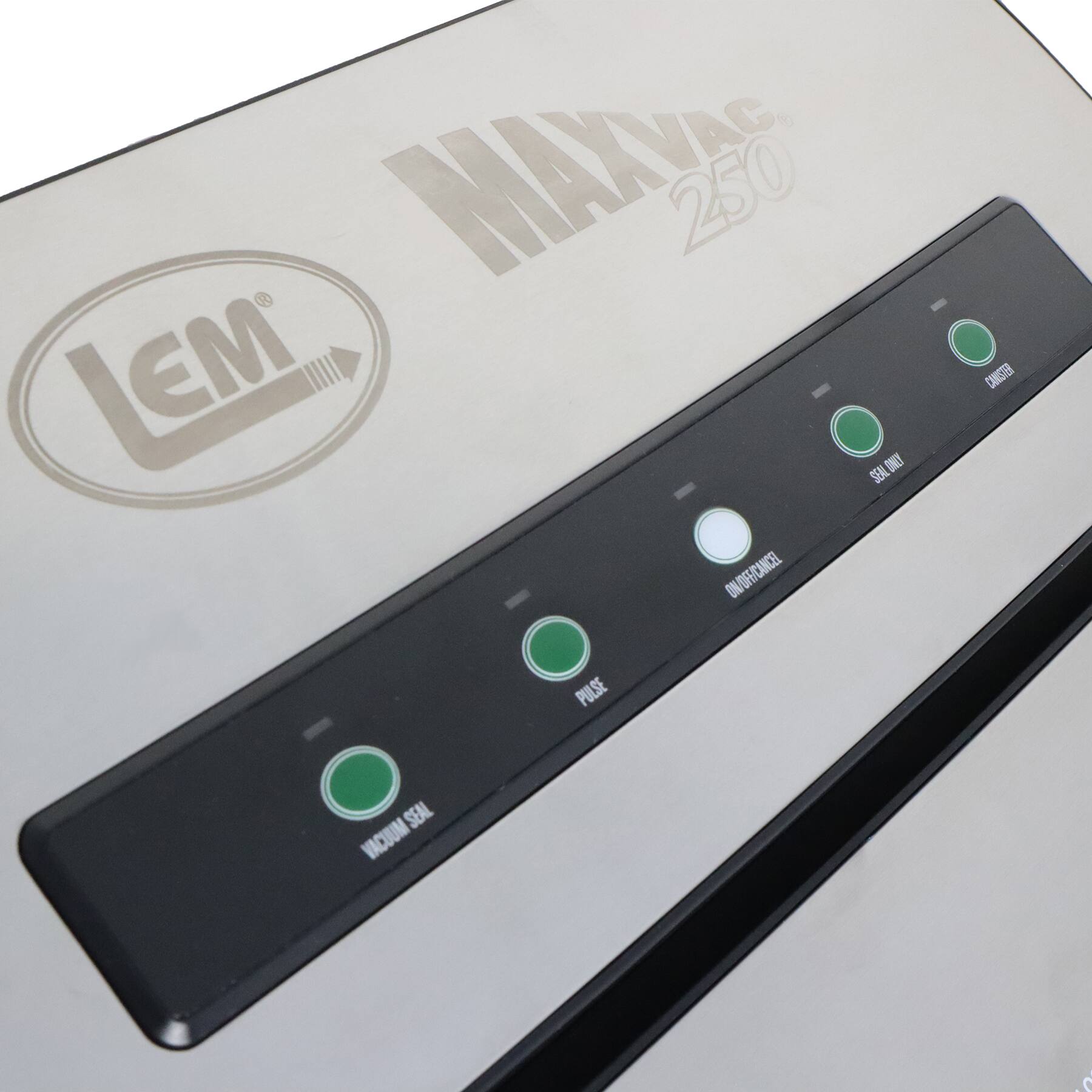 Left. LEM Product - MaxVac 250 Vacuum Sealer - Stainless.