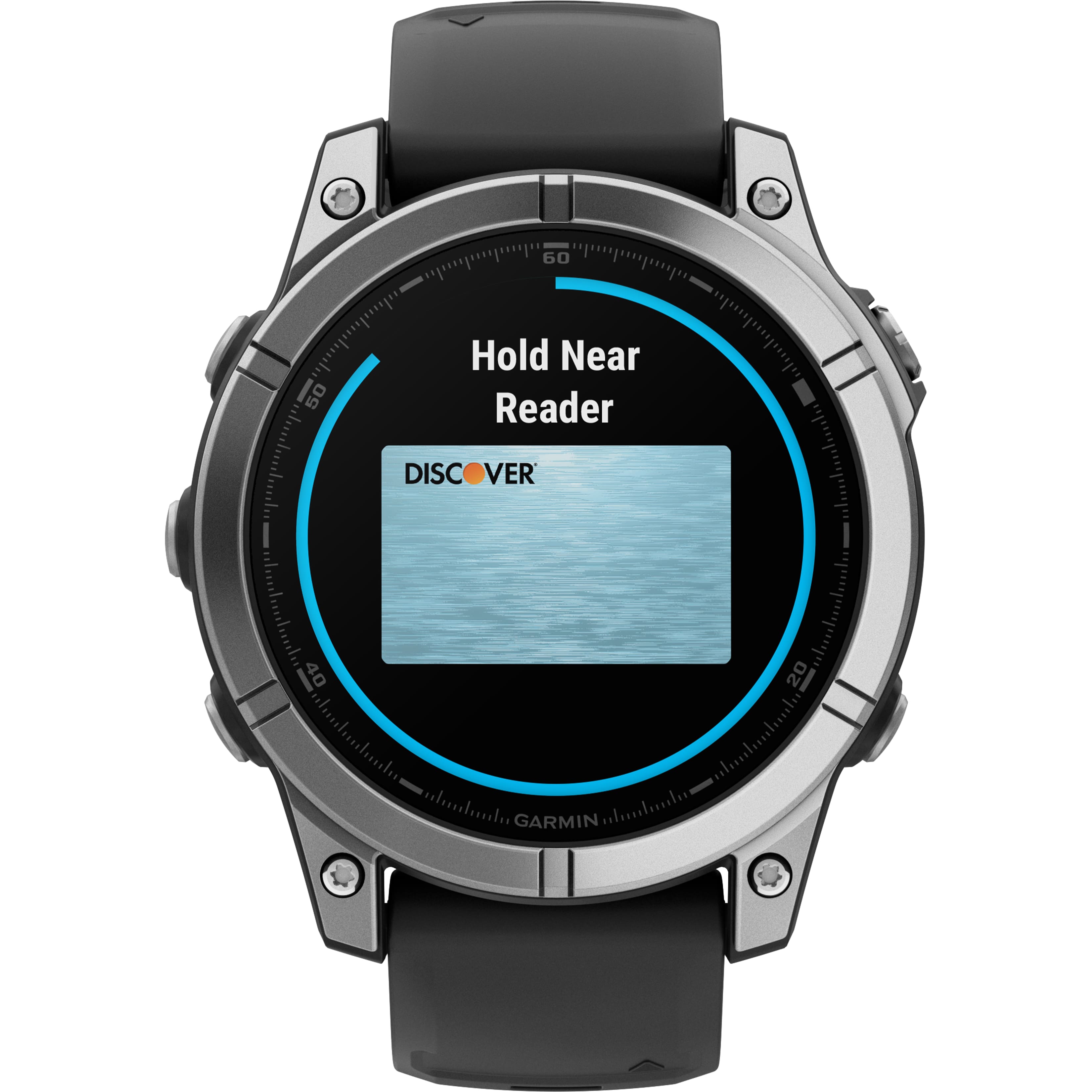 The text on the image reads "Hold Near Reader DISCOVER."