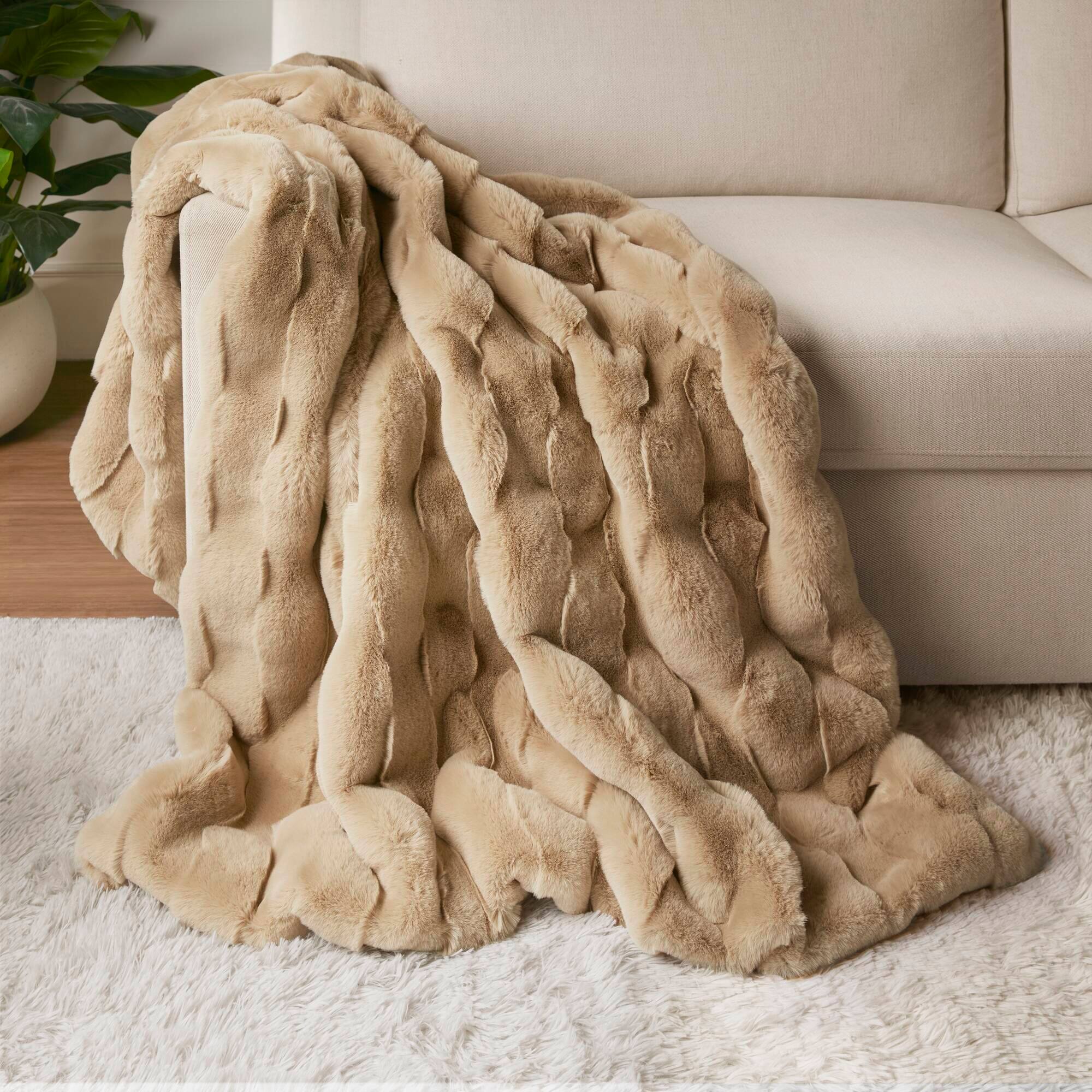Alt View 1. Gracie Mills - Tullio Faux Fur Throw - Tan.