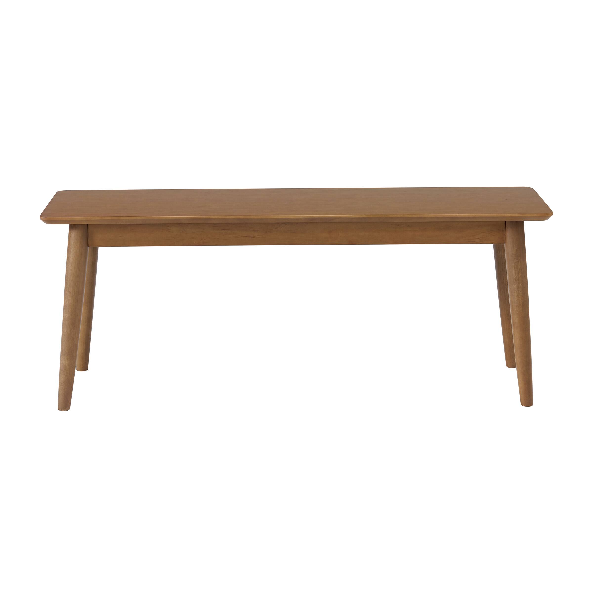 Angle. Alaterre Furniture - 46 in. Wood Mid Century Modern Dining Bench - Warm Pecan.